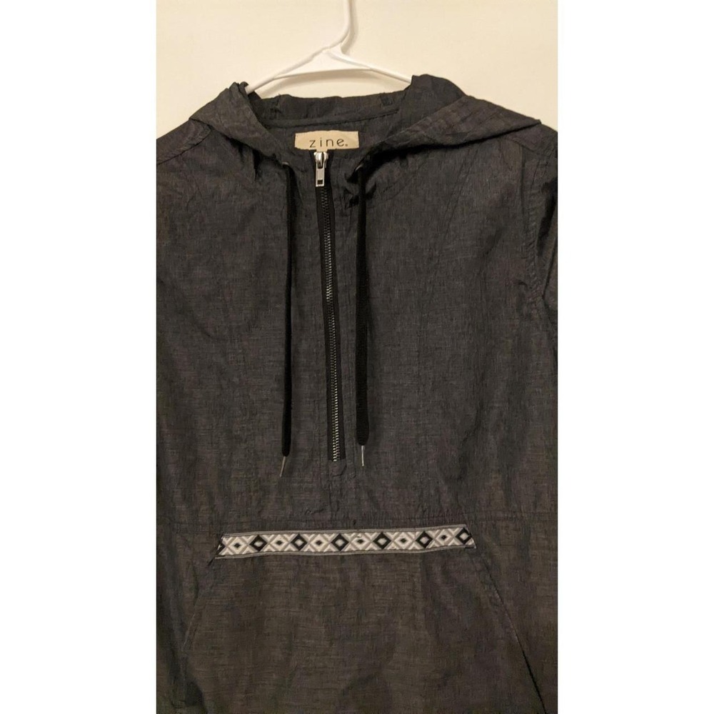 Zine Pullover Windbreaker Hoodie Water Resistant Gray/Charcoal Size Small - Picture 3 of 7